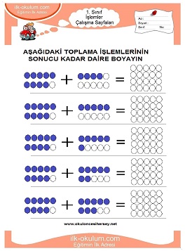 Çocuklar İçin toplam işlemi yaprak testleri 